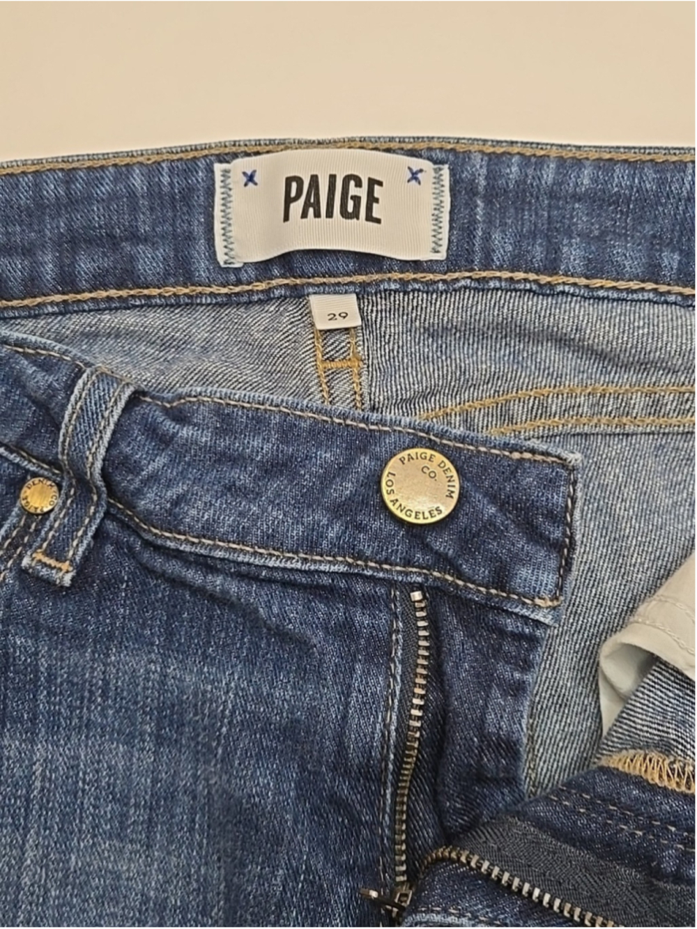 Paige Verdugo Ultra Skinny 29 Medium Wash Distressed Knee Rip Low Rise Jean - Picture 3 of 12